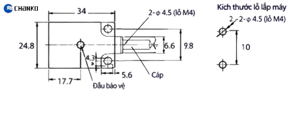 Cảm biến tiệm cận CL25-QN5DN2 3 Bản vẽ cảm biến tiệm cận vuông NPN NC CL25-QN5DN2