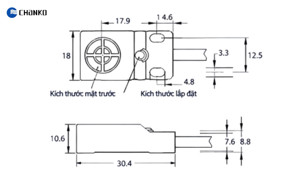 Cảm biến tiệm cận CL18-FN5DN1 5 Bản vẽ cảm biến tiệm cận phẳng 5mm NPN NO CL18-FN5DN1
