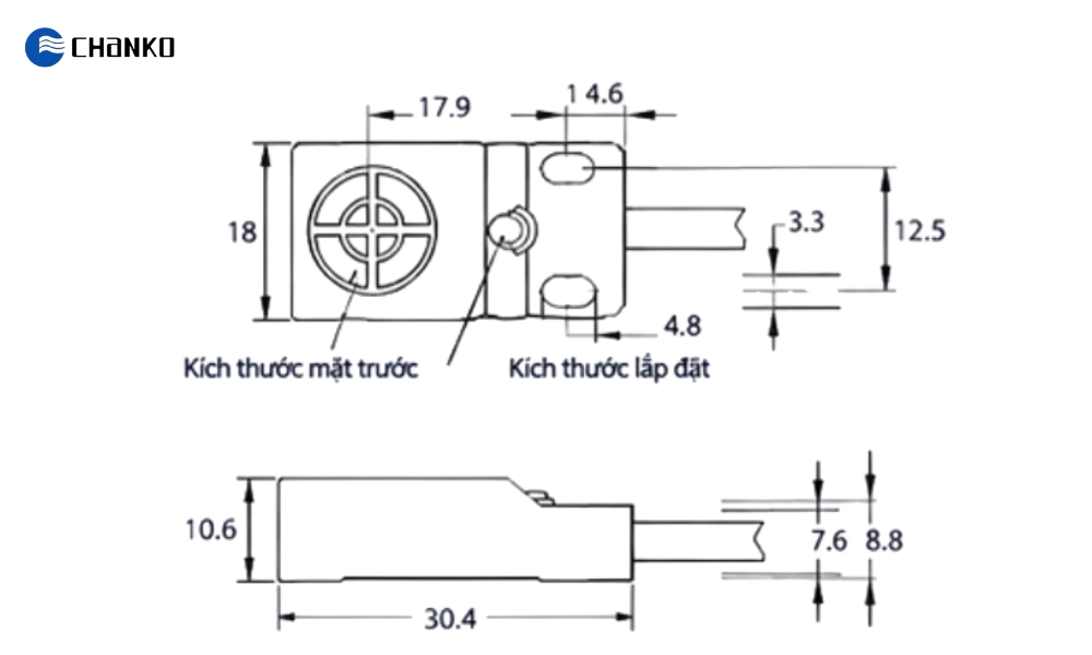 Cảm biến tiệm cận CL18-FN5DN2 5 Bản vẽ cảm biến tiệm cận phẳng 5mm NPN NC CL18-FN5DN2